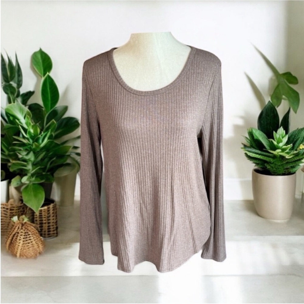 Old Navy Brown Long Sleeve Hi-Low Blouse